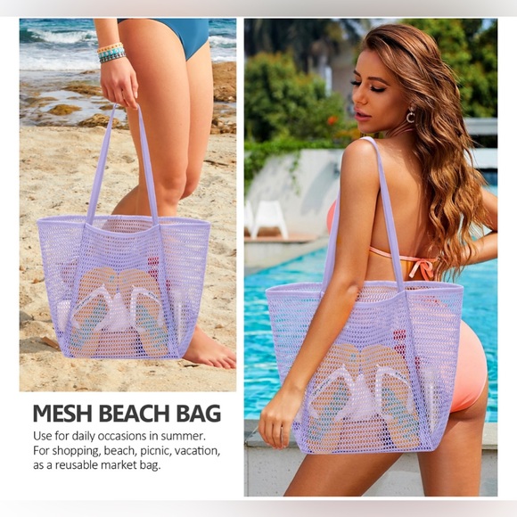 Mesh Large Tote-Lilac - Picture 4 of 5